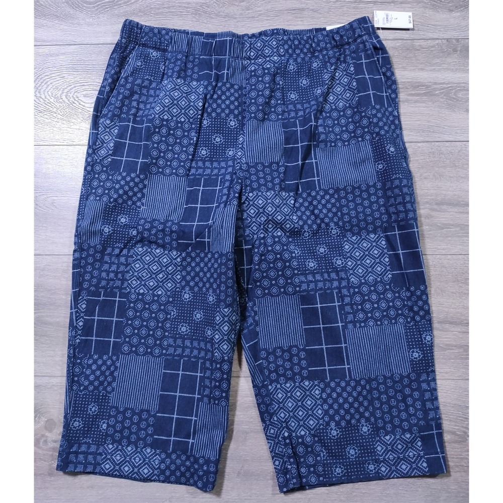 Lands End Capri Pants Women Large 14-16 High Rise Leggings Sport Knit Denim